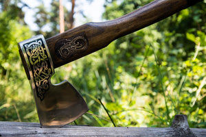 Forged steel Axe with Wood Handle - vikingenes