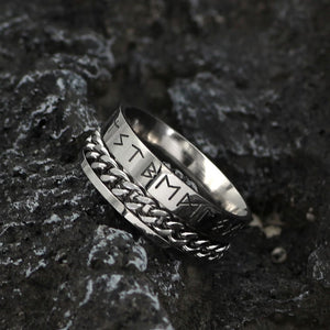 Handmade Elder Futhark Runes Ring - vikingenes
