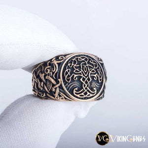 Bronze Yggdrasil Tree Of Life Ring - vikingenes