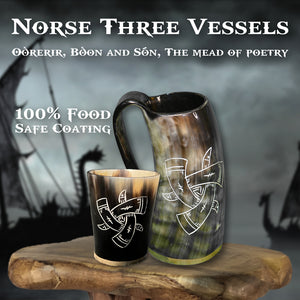 Handcrafted Three Vessels Drinking Horn Set - vikingenes