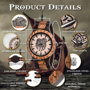 Bear Paw Handmade Engraved Wooden Watch - vikingenes