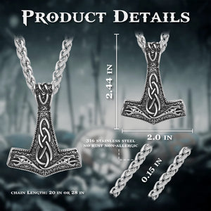 Thor's Hammer Mjolnir Handmade Necklace - vikingenes