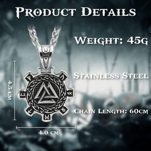 Triquetra & Valknut Stainless Steel Necklace - vikingenes