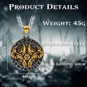 Norse Raven's & Vegvisir Stainless Steel Necklace - vikingenes