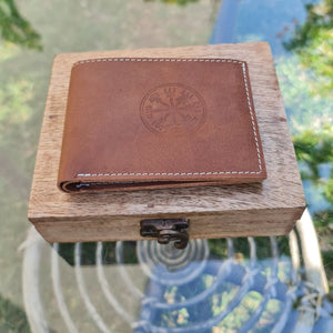 Vegvisir Light Brown Leather Wallet - vikingenes