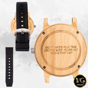 Viking Compass Vegvisir Handmade Engraved Wooden Watch - vikingenes