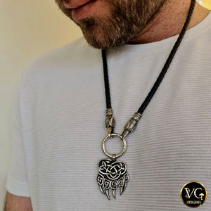 Raven Heads & Bear Paw Necklace - vikingenes