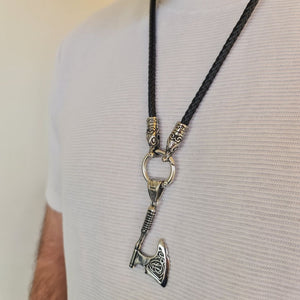 Big Axe Pendant & Leather Necklace - vikingenes