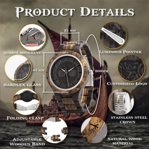 Black Tree Of Life Handmade Wooden Watch - vikingenes