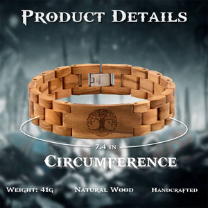 Handmade Tree Of Life Yggdrasil Wooden Bracelet - vikingenes